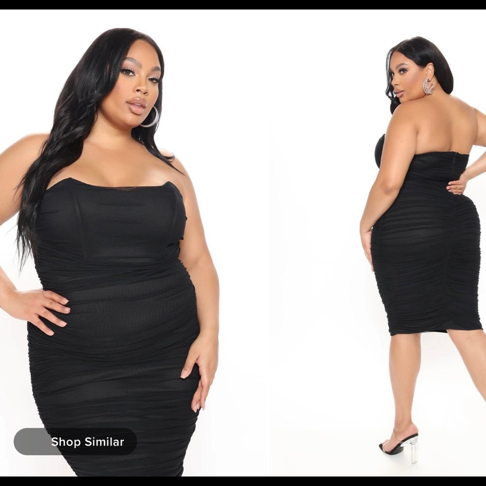 Fashion Nova Ruched Mesh Midi Dress